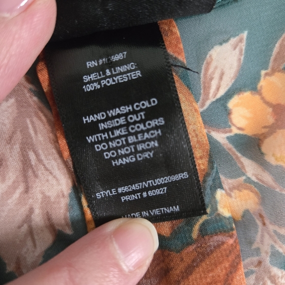 Alexa B Nites chiffon green orange floral flutter sleeve maxi dress 12P - Picture 5 of 12